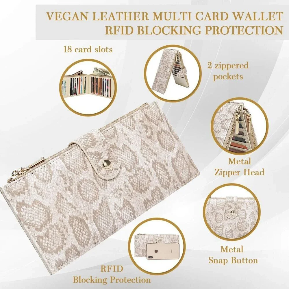 Women’s PU Vegan Leather Wallet RFID Blocking Large Capacity Organizer